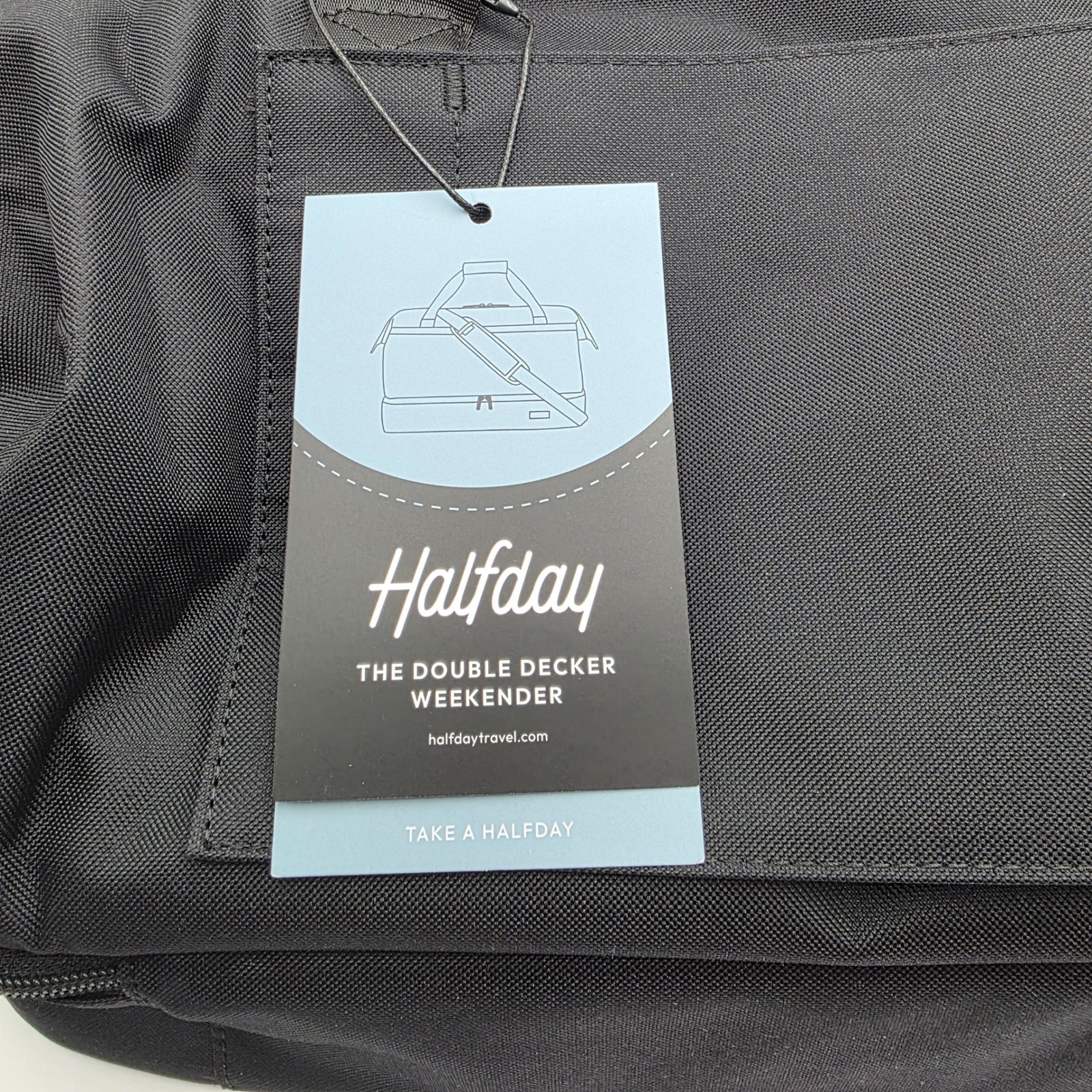 Halfday The Double Decker Weekender Bag Black Travel Duffel Shoe Compartment Nwt — image 5 of 8